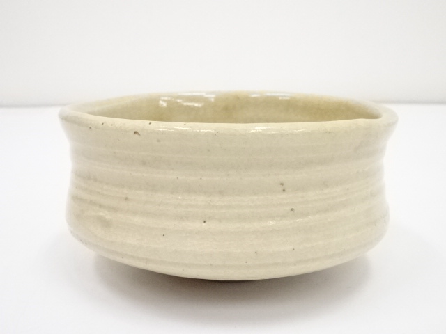 JAPANESE TEA CEREMONY / CHAWAN(TEA BOWL) / YELLOW-SETO WARE / ARTISAN WORK